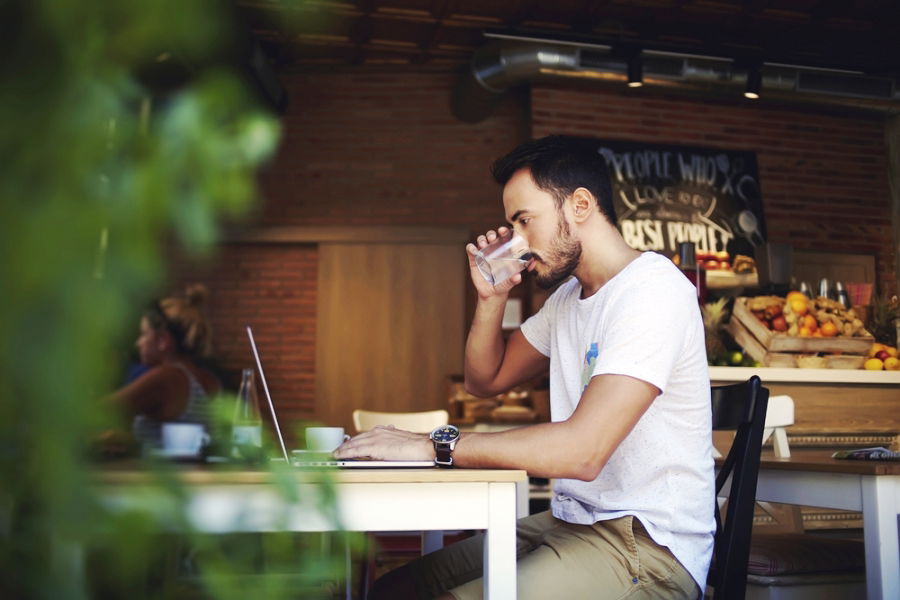 young man at cafe