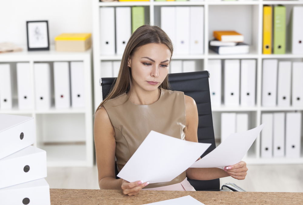 lady reading documents