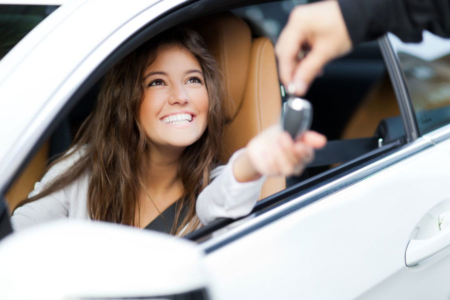 woman in car