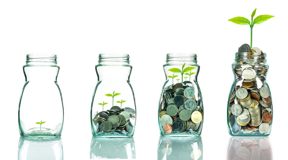 coins in glass jars