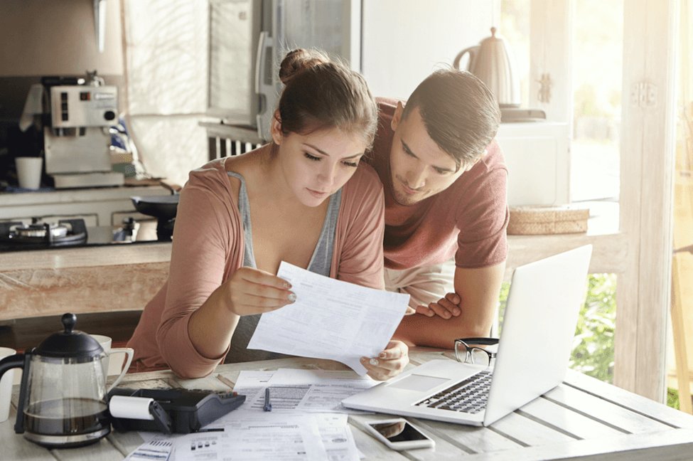 couple paying bills