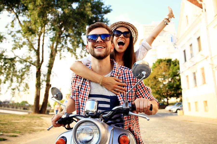 Couple on a motorbike