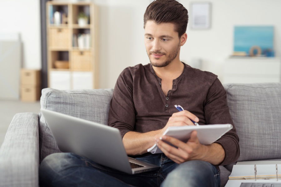 young man on laptop