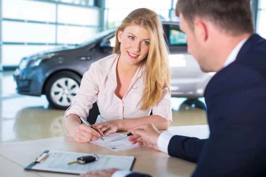 woman financing a car