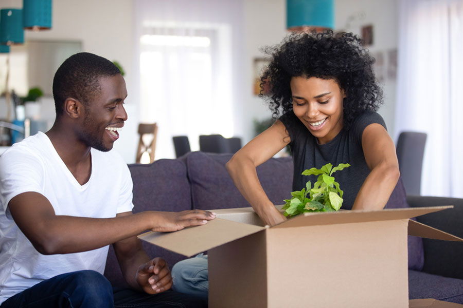 couple packing boxes