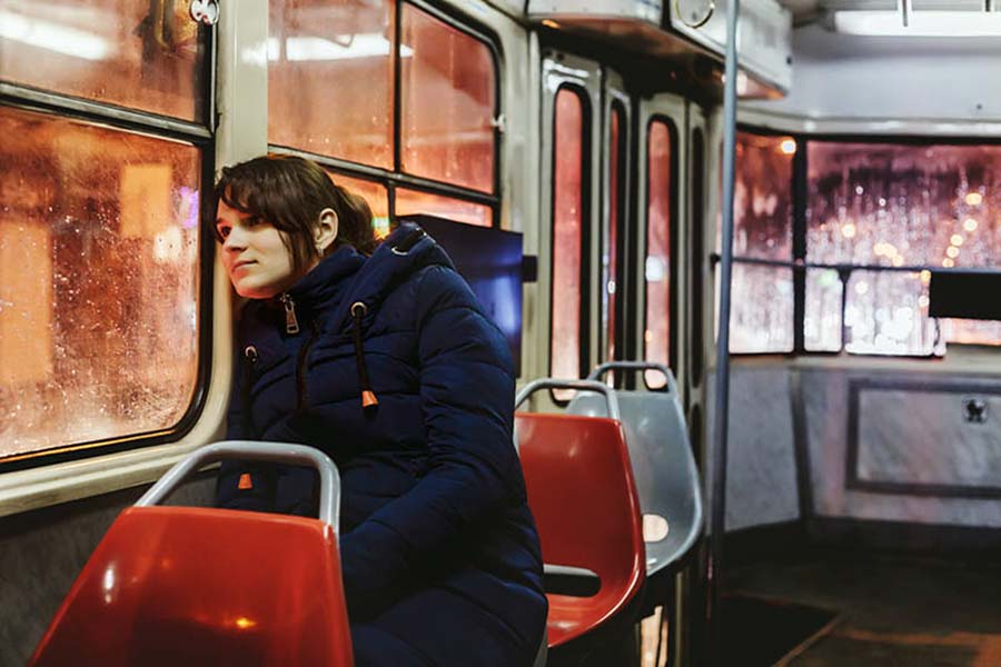 woman on bus