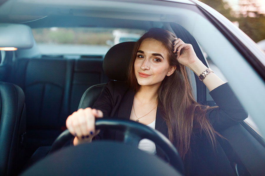 woman in car