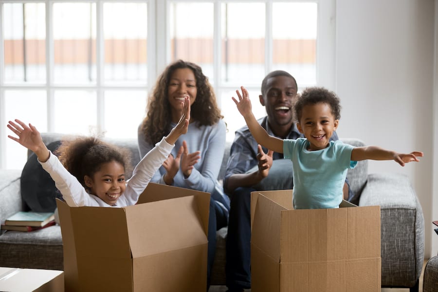 family in new home