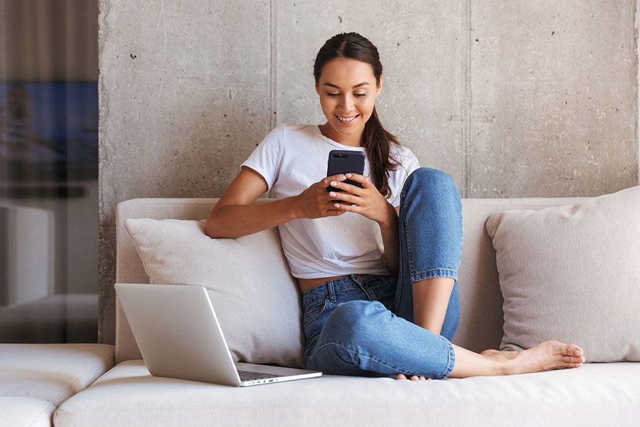 woman using smartphone