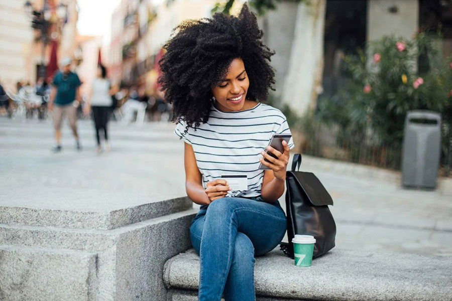 woman using mobile app