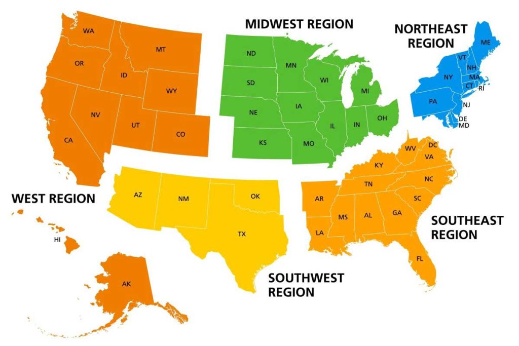 26 Best Regional Banks Of 2024   Us Regions Map 1024x683 