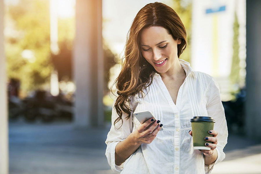 woman mobile banking