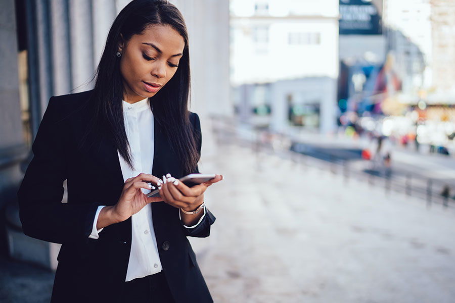 woman mobile banking