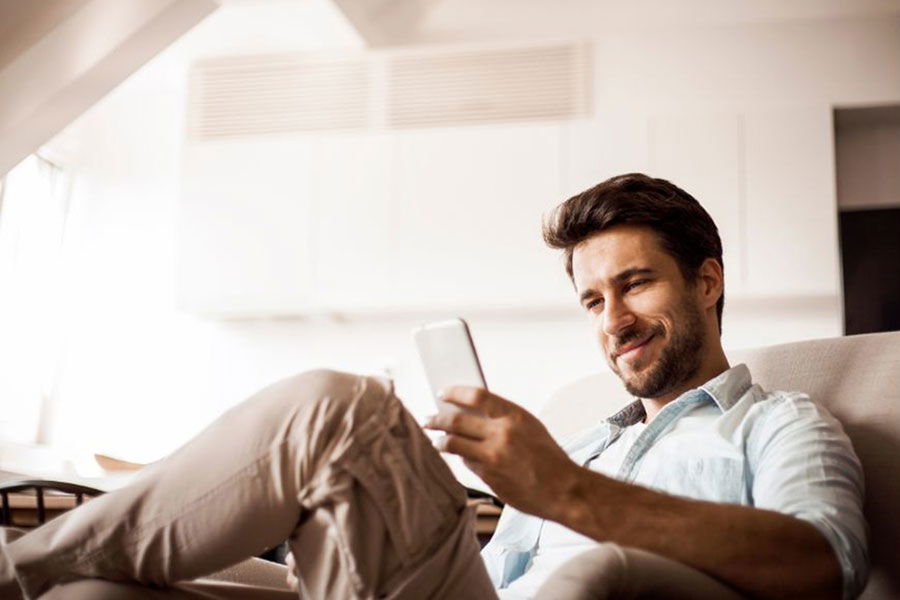 man using smartphone