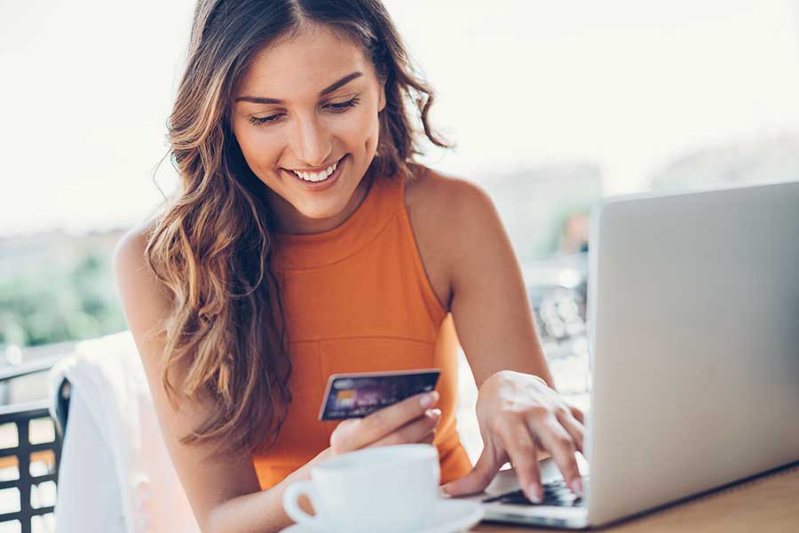 young woman building credit