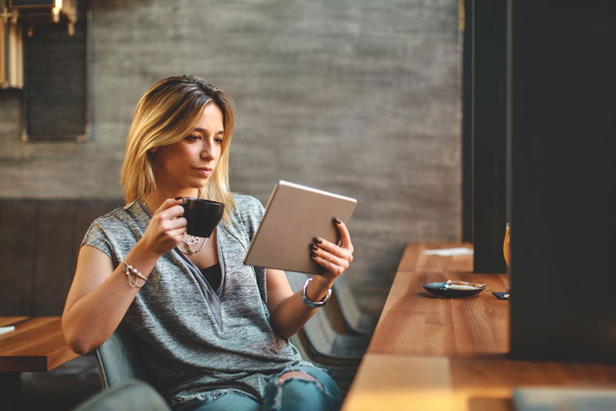 woman on tablet