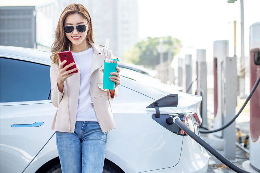 woman using smartphone