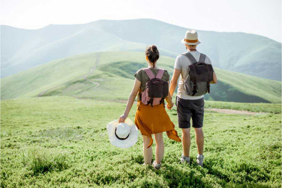 couple hiking mountain