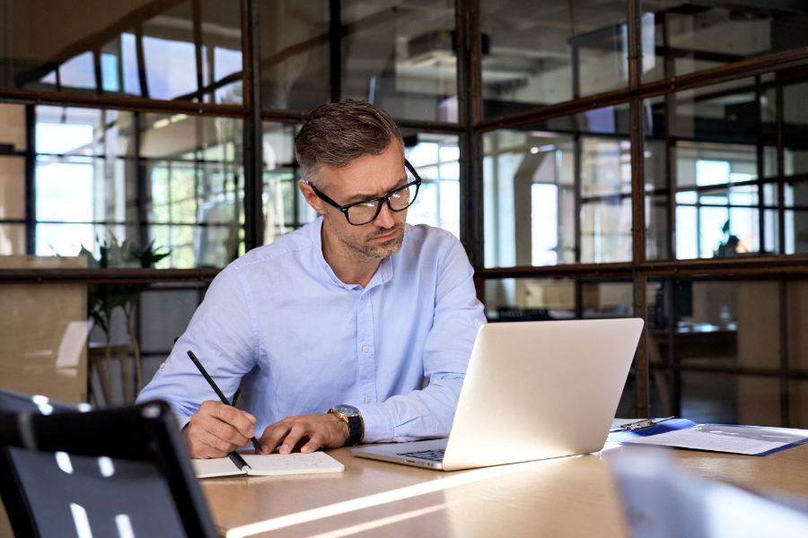 man using laptop