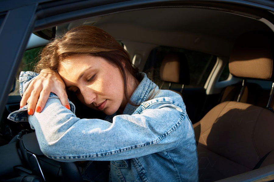 woman in car