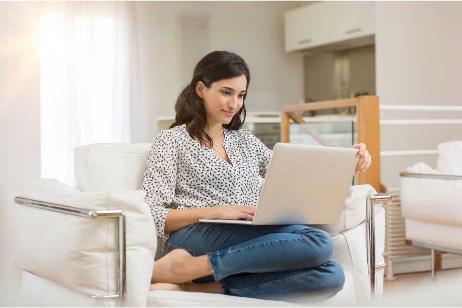 woman working on laptop