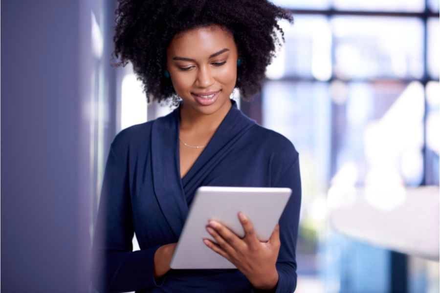 woman using tablet