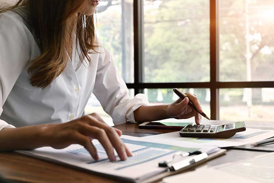 woman reviewing finances