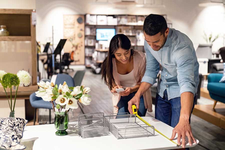 couple shopping for furniture