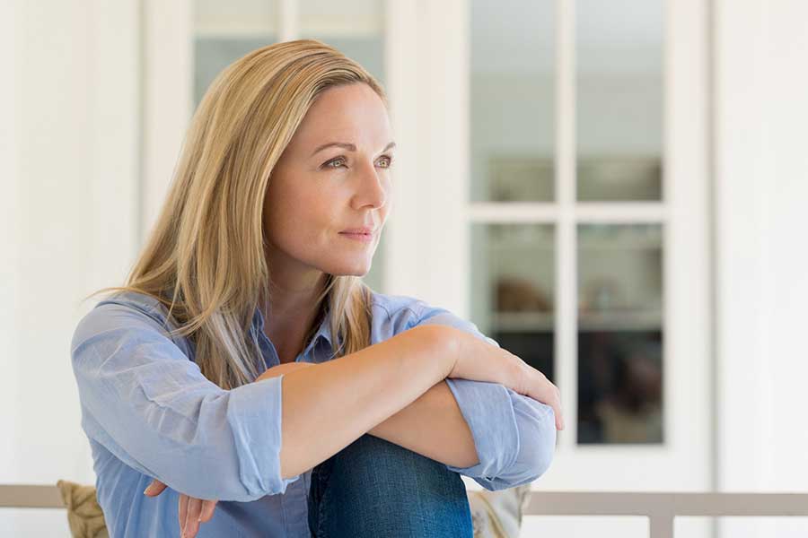 divorced woman looking hopeful