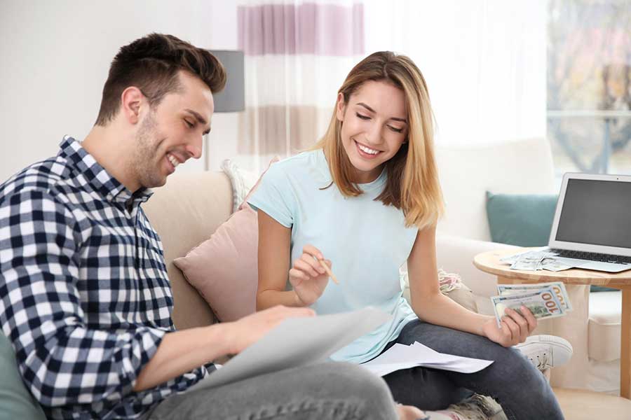 couple managing money at home
