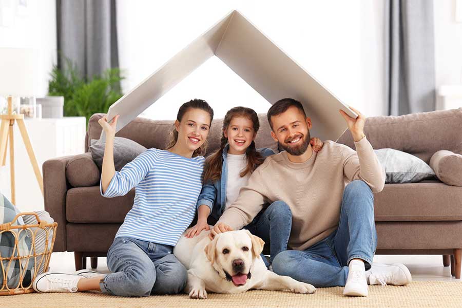 family enjoying new home