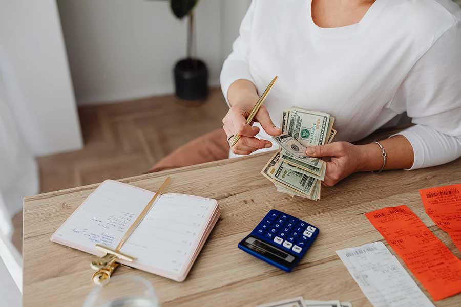 woman budgeting at home