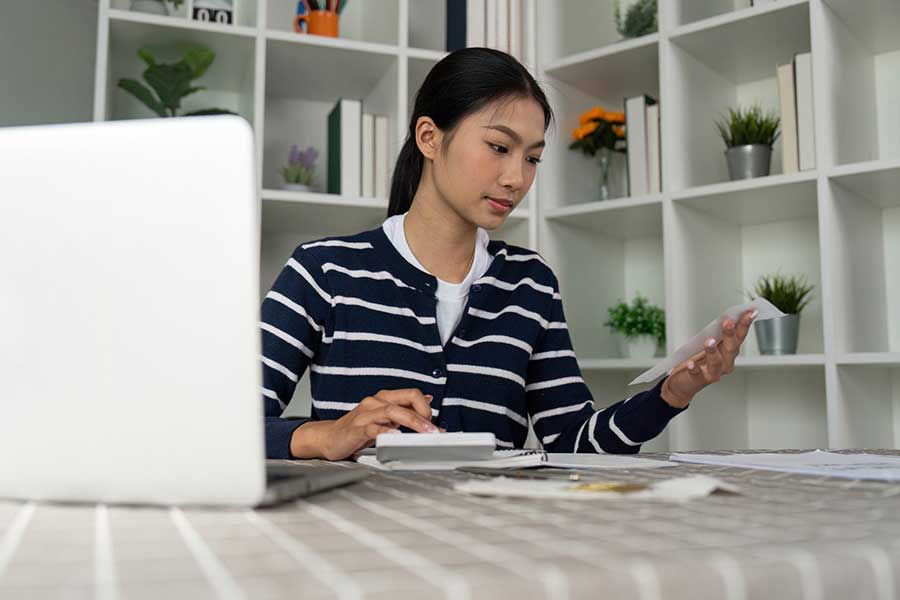 woman reviewing finances
