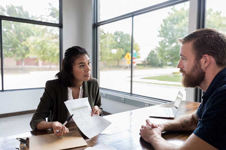 loan officer reviewing application