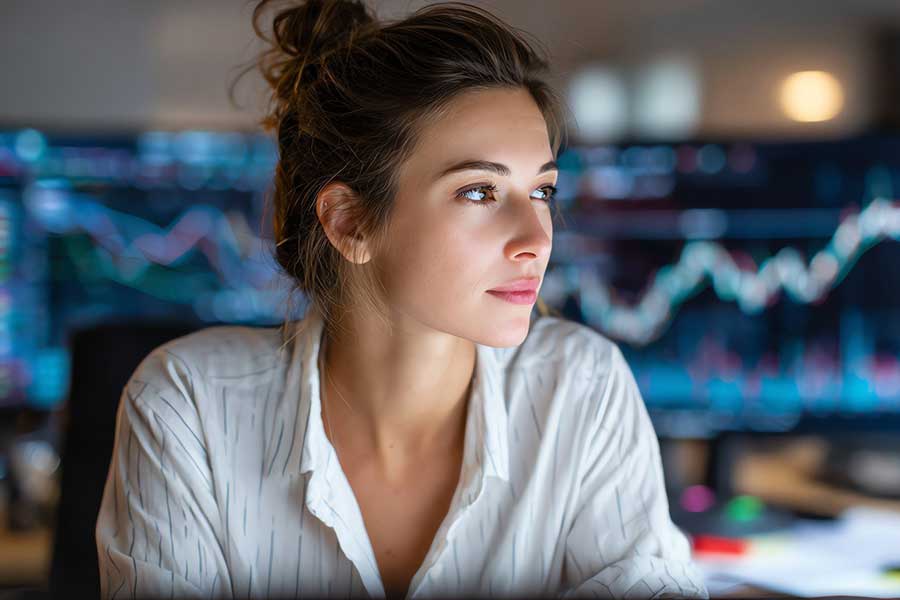 woman reviewing investment portfolio