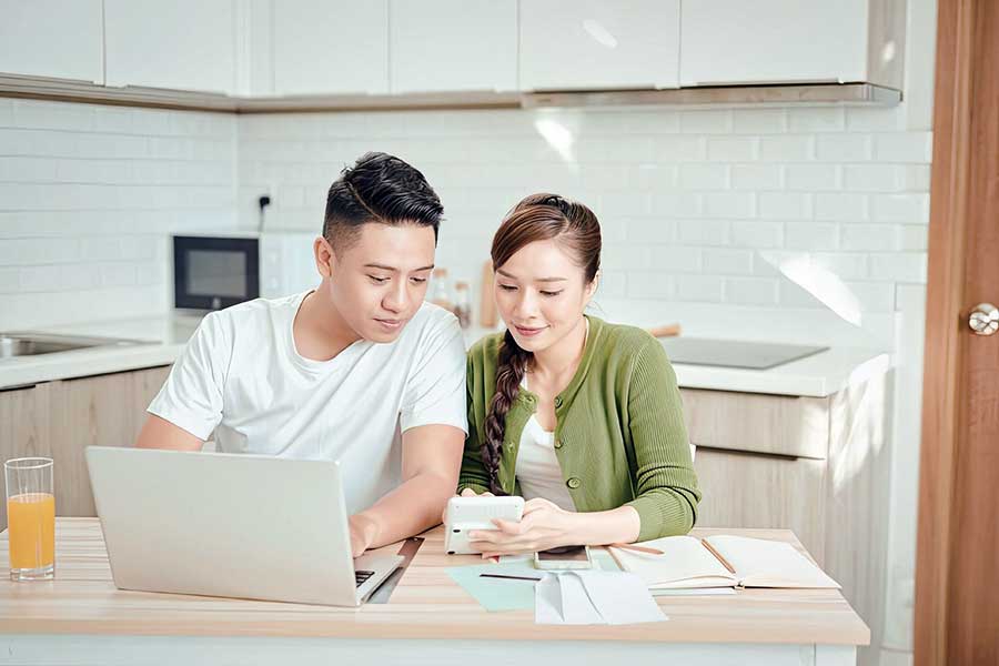 couple reviewing investments