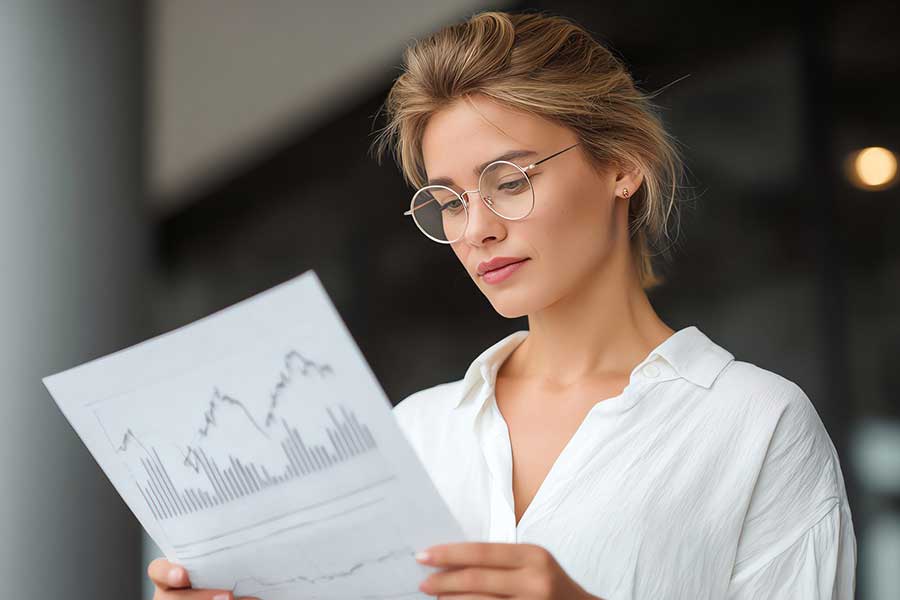 woman reviewing investment portfolio
